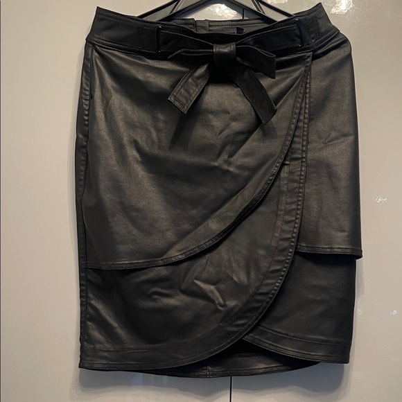 White House Black Market Dresses & Skirts - White House Black Market Asymmetrical Black Faux Leather Skirt